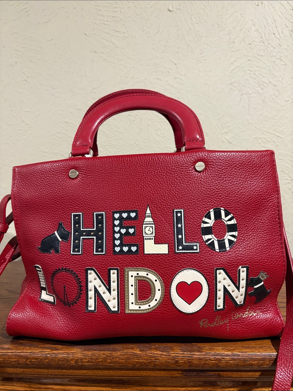 RADLEY LONDON Hello London! Red Purse with Black and White Accents.